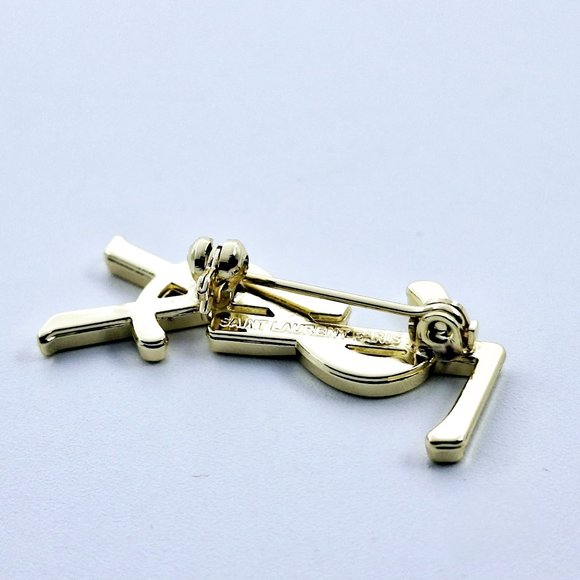 Vintage Gold Yves Saint Laurent YSL Brooch Employee Appreciation Lapel Pin Small - Picture 3 of 11
